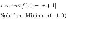 The extreme f(x)=|x+1| is Minimum(-1,0)
